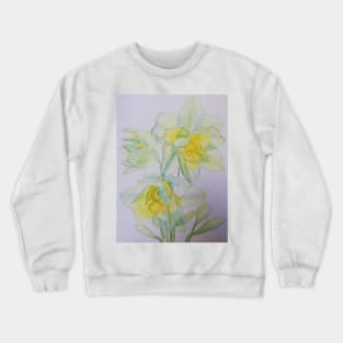 Daffodils in the sun watercolor painting Crewneck Sweatshirt